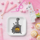 houtkachel papieren bordje (Feest)