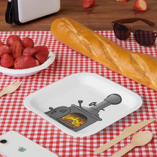 houtkachel papieren bordje