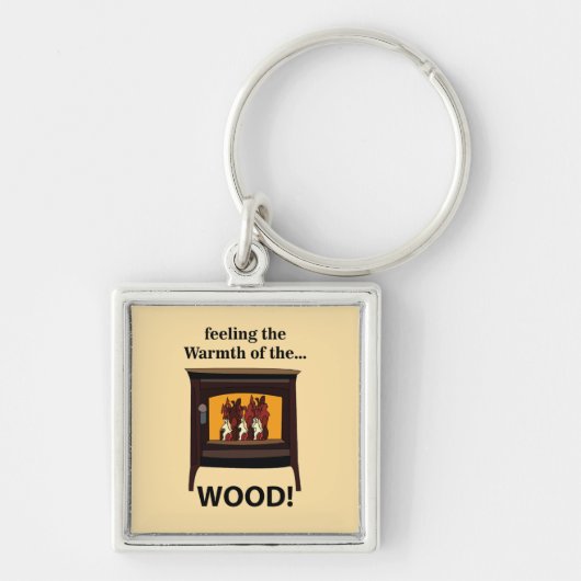 Houtkacheloven Hout Warmte Sleutelhanger (Voorkant)