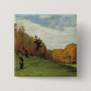 Houtkachels aan de rand van het bos vierkante button 5,1 cm