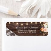 Houtkant, lampjes, Blush & Peach Floral Address Etiket (Insitu)
