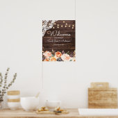 Houtkant, licht, zwart & perforeel welkom poster (Keuken)