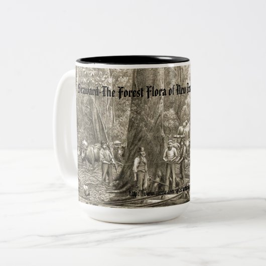 " houtkap Nieuw-Zeeland" Tweekleurige Koffiemok (Voorkant links)