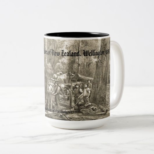 " houtkap Nieuw-Zeeland" Tweekleurige Koffiemok (Voorkant rechts)