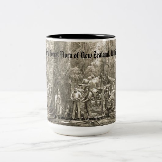 " houtkap Nieuw-Zeeland" Tweekleurige Koffiemok (Center)