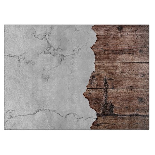 Houtkapsel en witte marmer snijplank (Voorkant)