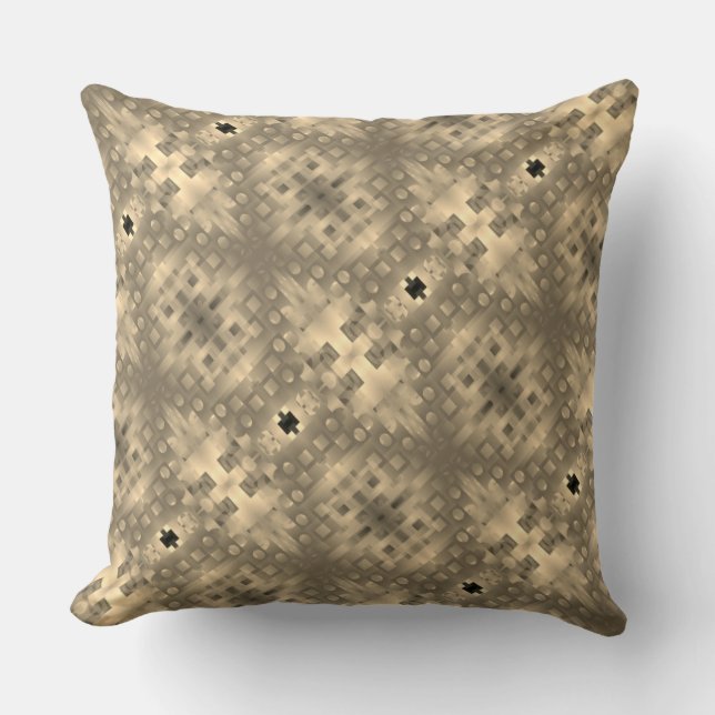 Houtkleuren of beige pixelvormen kussen (Voorkant)