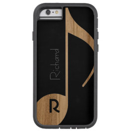 houtkleurenmuzieknotitie met aangepaste naam iPhone 16 hoesje