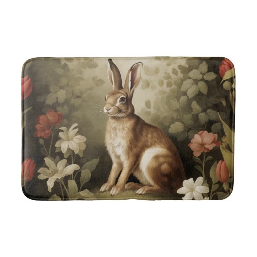 Houtkonijn in een bloemenbos Badmat (Voorkant)