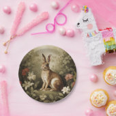 Houtkonijn in een bloemenbos Papieren Bordje (Feest)