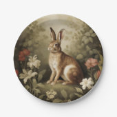 Houtkonijn in een bloemenbos Papieren Bordje (Voorkant)