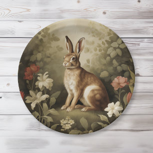  Houtkonijn in een bloemenbos Papieren Bordje