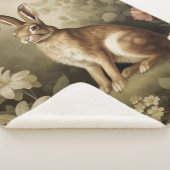  Houtkonijn in een bloemenbos Sherpa Deken (3/4)