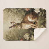  Houtkonijn in een bloemenbos Sherpa Deken (Voorkant (horizontaal))