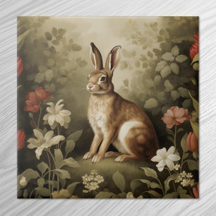 Houtkonijn in een bloemenbos Tegeltje