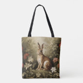 Houtkonijn in een bloemenbos Tote Bag (Achterkant)