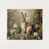 Houtkonijn in een bloemenbos Wandkleed (Voorkant (horizontaal))