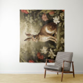 Houtkonijn in een bloemenbos Wandkleed (In situ)