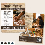 Houtkorrel Carpenter Construction Handyman Brown Flyer<br><div class="desc">Trek meer klanten naar uw bedrijf met deze stijlvolle marketingflyer. Een perfecte keuze als u op zoek bent naar een rustieke, natuurlijke of handgemaakte sfeer. Met een houtnerftextuur en rustieke vetgedrukte letters, met vijf foto's om uw werk te laten zien. Personaliseer de sjabloon met jouw naam, kop, beschrijving, lijst met...</div>