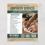Houtkorrel Carpenter Construction Handyman Green Flyer (Voorkant)