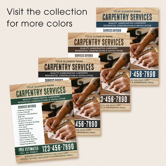 Houtkorrel Carpenter Construction Handyman Zwart Flyer