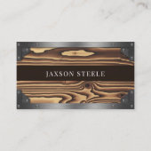 Houtkorrel en geklonken metaalconstructie visitekaartje (Voorkant)