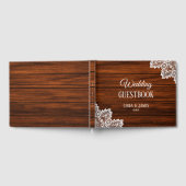 Houtkorrel en kant bruiloft gastenboek (Volledig)