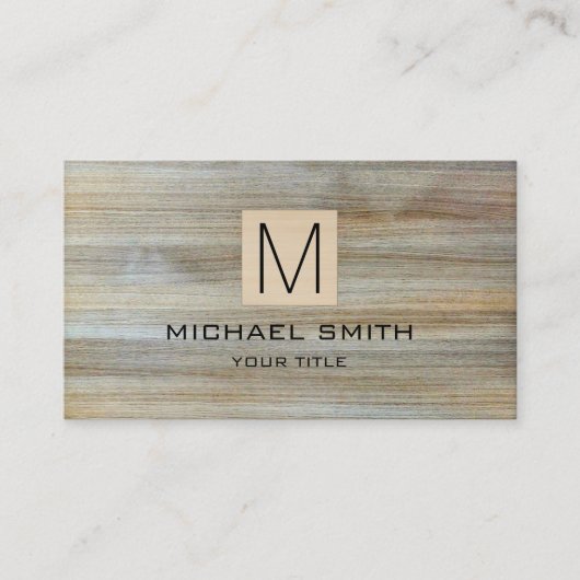 Houtkorrel Professioneel Elegant Monogram #10 Visitekaartje (Voorkant)