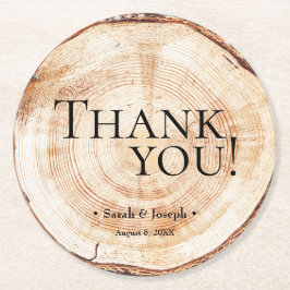 Houtkorrel Rustic Dank je huwelijk Ronde Kartonnen Onderzetter