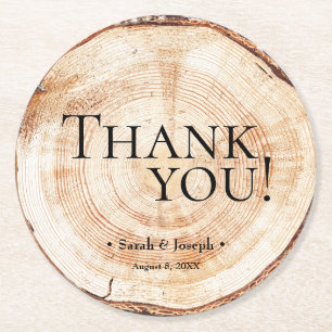 Houtkorrel Rustic Dank je huwelijk Ronde Kartonnen Onderzetter