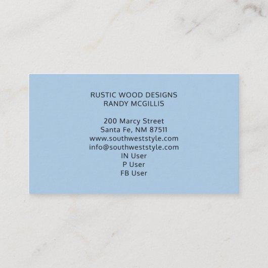 Houtkorrel Rustic Grey Blue Monogram Visitekaartje (Achterkant)