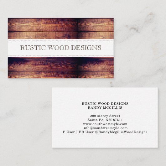 Houtkorrel Rustic Grey Blue Monogram Visitekaartje (Voorkant / Achterkant)