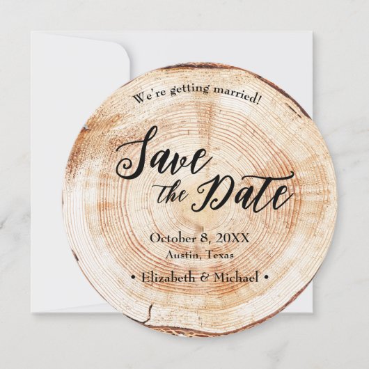 Houtkorrel Rustic Wedding Save the date foto Kaart (Voorkant)
