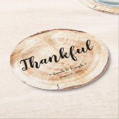 Houtkorrel rustieke bruiloft dankbaar gunst Onderz Ronde Kartonnen Onderzetter (Gebogen)