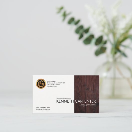 Houtkorrel — speciaal zijpaneel visitekaartje (Staand voorkant)