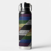 Houtkorrel Subtiele Ally Pride Flag Kleuren Waterfles (Voorkant)