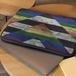 Houtkorrel Subtiele Ally Pride Flag Regenboog Kleu Laptop Sleeve