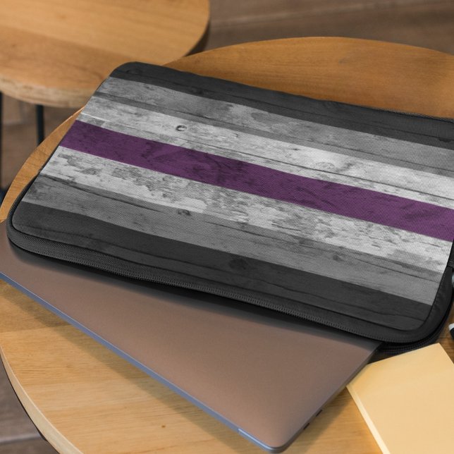 Houtkorrel subtiele aseksuele trots vlag kleuren laptop sleeve (Creator heeft geüpload)