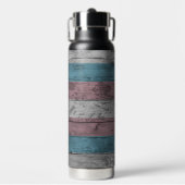 Houtkorrel Subtiele Trans Pride Flag Kleuren Waterfles (Voorkant)