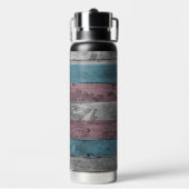 Houtkorrel Subtiele Trans Pride Flag Kleuren Waterfles (Achterkant)