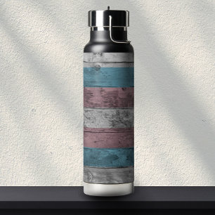 Houtkorrel Subtiele Trans Pride Flag Kleuren Waterfles