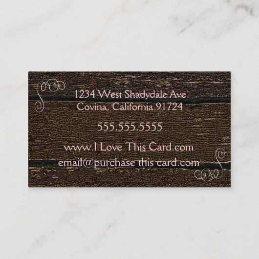 Houtkorrelblik -  perscrollers visitekaartje (Achterkant)