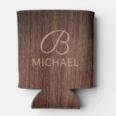 Houtkorrelhout met monogram, gepersonaliseerde naa blikjeskoeler (Achterkant)