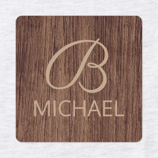 Houtkorrelhout met monogram, gepersonaliseerde naa labels (Design 1)