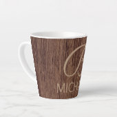 Houtkorrelhout met monogram, gepersonaliseerde naa latte mok (Linkerhoek)
