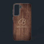 Houtkorrelhout met monogram, gepersonaliseerde naa samsung galaxy hoesje<br><div class="desc">Het Hout Grain Timber met Monogram Gepersonaliseerde Naam Smartphone Samsung Galaxy De Draagtas van de Telefoon kenmerkt een rustige houtachtergrond met uw monogram en gepersonaliseerde naam. Perfect geschenk voor Kerstmis,  verjaardag,  Vaderdag en nog veel meer. Ontworpen door © Evco Studio</div>