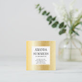 Houtkorrelpatroon | Goud metaal Vierkante Visitekaartje (Staand voorkant)