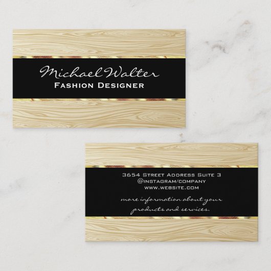 Houtkorrelpatroon | Goudstrim Visitekaartje (Voorkant / Achterkant)