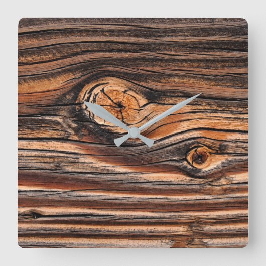 Houtkorrelpatroon Vierkante Klok (Voorkant)