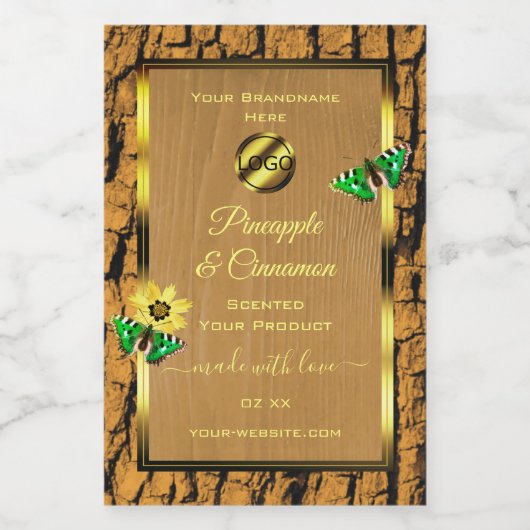 Houtkorrels, bijtende boomschors, Logo Voedselcontainer Etiket (Enkel label)